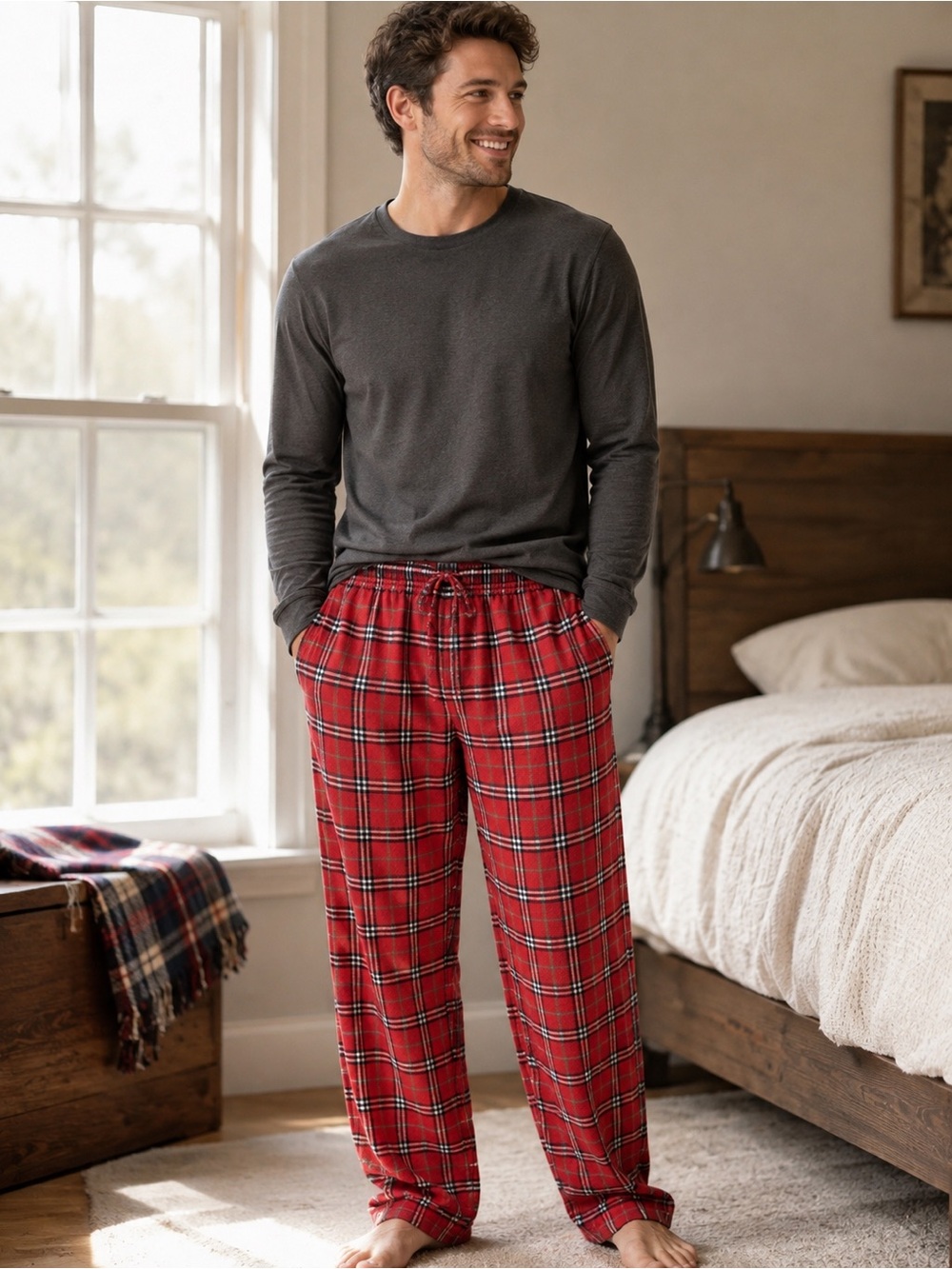 Garnet Hill Red Plaid Men’s Lounge Pajama Pants size L